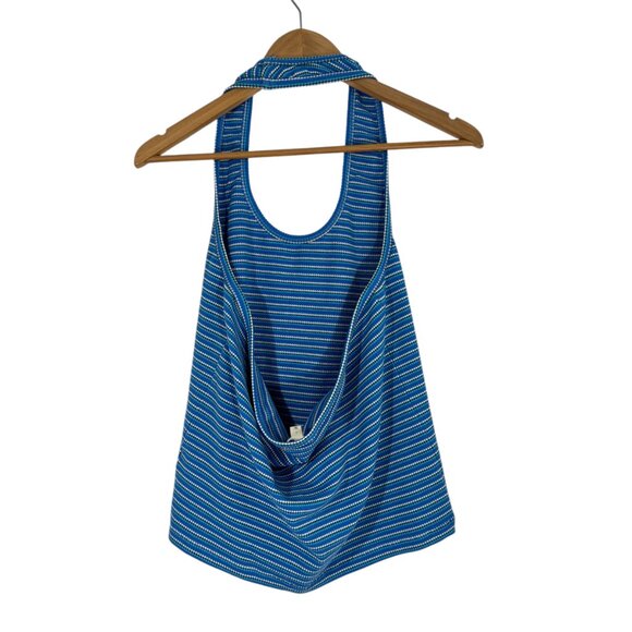 Pilcro Women’s Size Large Blue Stripe Scoop Halter Neck Knit Tank Top New - Picture 4 of 9
